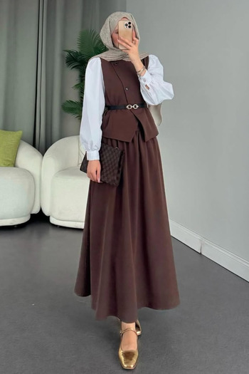 SUWWE Stylish Belted Vest-Skirt Suit