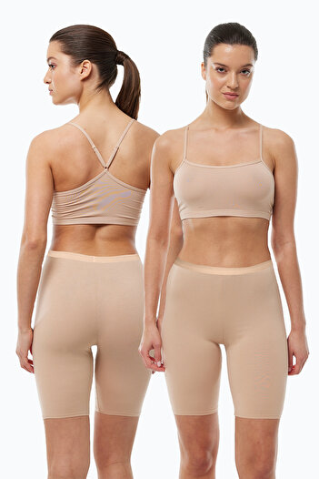 Malabadi Women's 2 Pieces Skin Color Notebook Non-Marking Modal High Waist Leggings 2m113