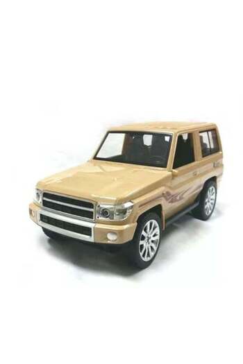 Rally Kids' Remote Control Quarter Jeep - 1:20 Scale, Classic Design, Rechargeable, Beige with Red Stripes