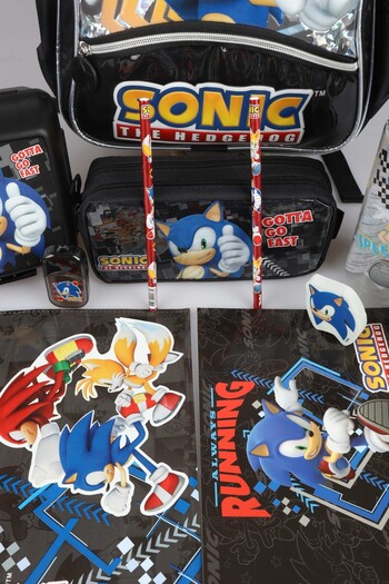 Sonic Dekomus Licensed Sonic Large Size School and Water Bottle with Pen Bag, Lunch Box Stationery Set