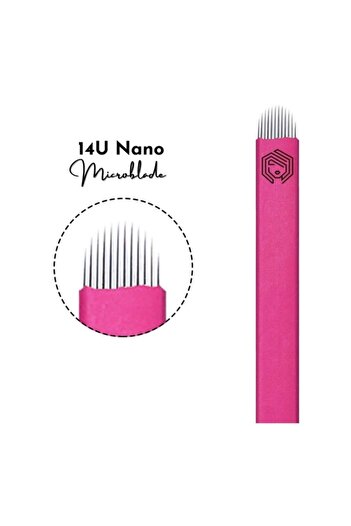 STARANDPOWER 10Pcs 14U Microblading Blade - Curved Round Tip, 0.18mm Nano Fine Sterile Needle (Disposable)