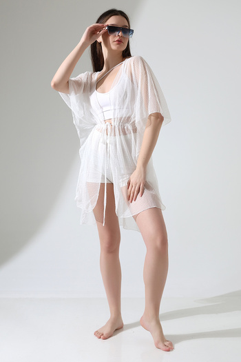 Esberin Front Lace Patterned Tulle Pareo
