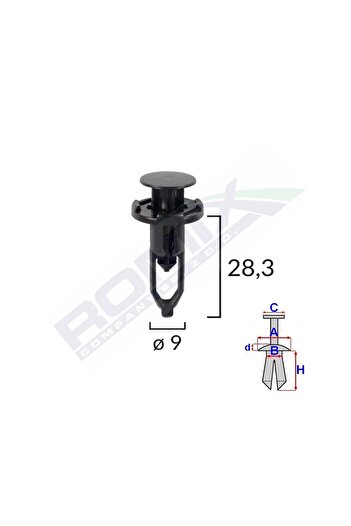 ROMİX Clips Fixare Pentru Toyota/Lexus 9X28.3Mm - Negru Set 10 Buc