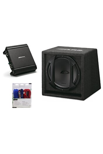 Alpine Pachet Subwoofer auto Alpine SBE-1044BR + Amplificator MRV-M250 + cabluri LK-10