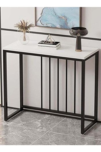 AGD Console Table for Entryway, Narrow MDF Side Table, Coffee Corner, Metal Frame, Sofa Table for Ha