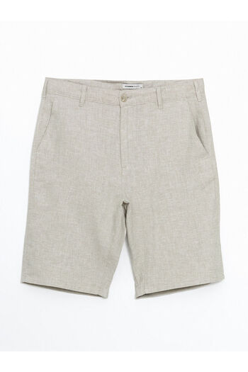 LC Waikiki Beige Standard Fit Linen Blend Men's Shorts
