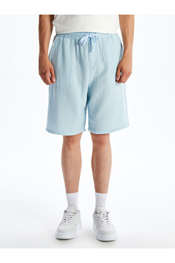 LC Waikiki Blue Comfortable Fit Men's Muslin Shorts
