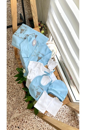 Happy Moon Bebek giyim erkek bebek hastane çıkışı yenidoğan seti %100 pamuk 0-2 ay tulum body zıbın Happy Moon