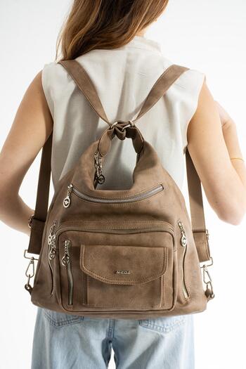 H&D COLLECTİON Both Back and Shoulder Bag Very Useful Multi-Compartment Soft Leather 540