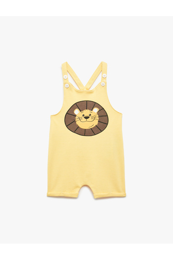 Koton Lion Printed Short Jumpsuit with Adjustable Straps Salopet