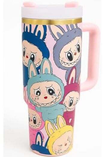 Generic Limited Edition - IceFlow Quencher H2.0 Tumbler, 40 oz, Pink Cartoon Design, Insulated Stainless Ste
