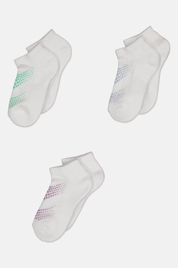 RBX Toddlers Girl 3 Pairs Graphic Print Ankle Socks, White