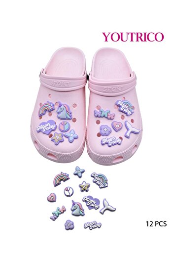 Youtrico 12pcs Cute Unicorn Jibbitz Charms for Slipper Ornament