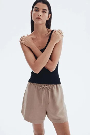 H&M Linen-blend Drawstring Shorts