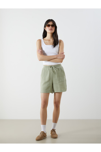 LC Waikiki Elastic Waist Textured Muslin Women's Shorts