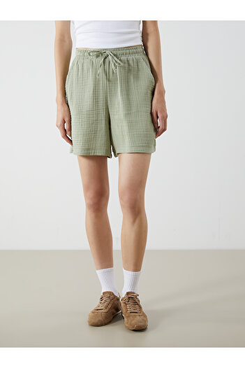 LC Waikiki Elastic Waist Textured Muslin Women's Shorts