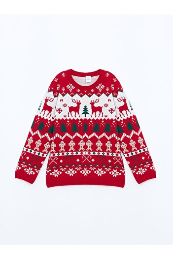 LC Waikiki Red New Year Themed Boy's Sweater