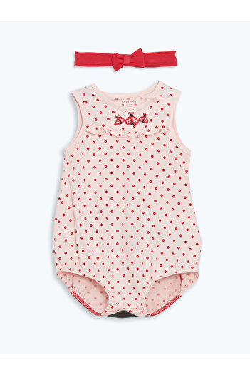 LC Waikiki Marienkäfer bedruckter Baby Mädchen Snap Body und Haarband 2 Stück