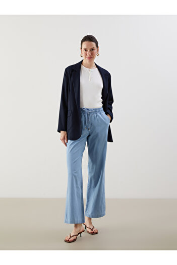 LC Waikiki Wideleg Women's Jeans Pants with Elastic Waist