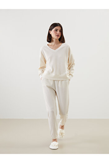 LC Waikiki Strukturierte Jogger-Pyjamahose für Damen mit elastischem Bund
