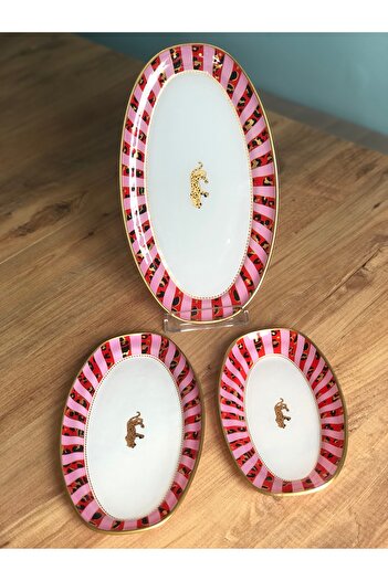 B&M Presentation Patterned Plain Edge Boat Plate Set of 3