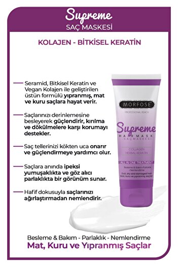 Morfose Supreme Saç Maskesi 75 ml - Nemlendirme, Besleme