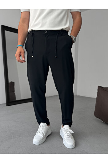 BYBASICMAN Black Relaxed Fit Fabric Trousers Ke-1047