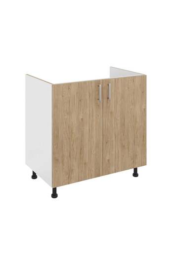 haaus.ro Corp Masca Chiuveta haaus Karo, 2 Usi, Lemn Natural/Alb, 80 x 50 x 80 cm
