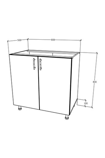 haaus.ro Haaus Karo Base Cabinet, 2 Doors, Bronze/White Oak, 80 x 50 x 80 cm