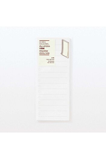Muji Stick-On-Edges Checklist Sticky Note , 30 Sheets , W 6 x L 15.5 cm