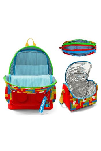 Coral High Primary School Triple School Starter Bag Set - Red Building Blocks, Boys