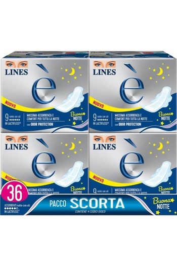 Lines Absorbante de noapte Lines Night Wings, 36 bucăți