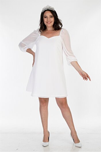 MYLİNE Lined Chiffon Princess Sleeve Dress