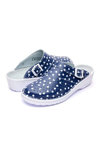 Medibut Women's Leather Medical Clogs 09l, Dark Blue