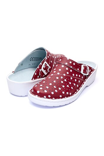 Medibut Women's leather medical clogs 09L, Bordeaux