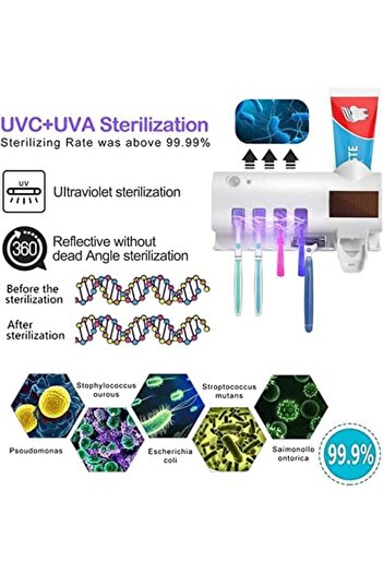 Yuwell YU WELL UV Toothbrush Sterilizer Multi-function Toothbrush Holder Wall Mounted UV Sterilizer with Di