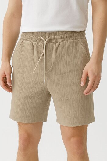 Solvia Officiall Drawstring Regular Fit Jacquard Anthracite Shorts