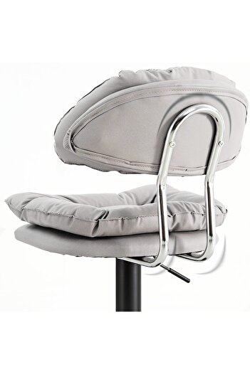 Quasar & Co. Bar stool, swivel, adjustable height, footrest, suitable for kitchen, metal/leather, gray