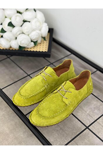 Zeyn Kadın Deri Loafer Ayakkabı | YEŞİL SÜET