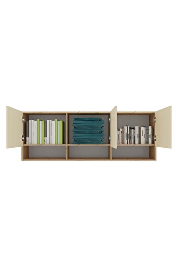 haaus.ro haaus Malmo wall cabinet, 3 doors, Artisan Oak/Clay, 164 x 27 x 60 cm