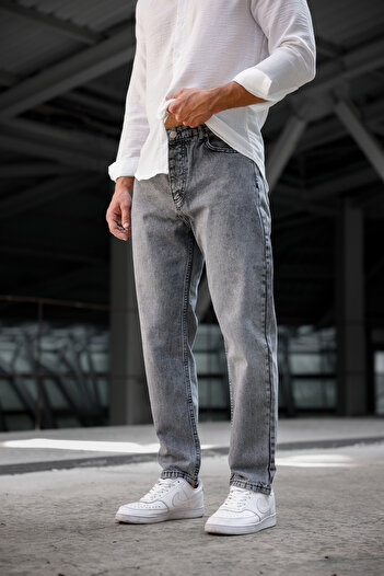 Newtime Men's Boyfriend Gray 100% Cotton Relaxed Fit Jeans