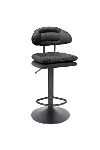 Quasar & Co. Bar stool, swivel, adjustable height, footrest, suitable for kitchen, metal/leather, black