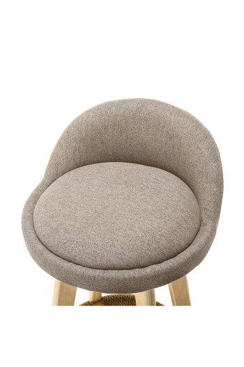 Quasar & Co. Bar stool, swivel, upholstered, kitchen-suitable chair, 37x37x80 cm, wood/textile/sponge, ivory