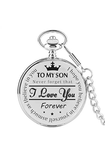 JustZEN Vintage Pocket Watch, JustZEN™, Son, with Chain, Black, Quartz