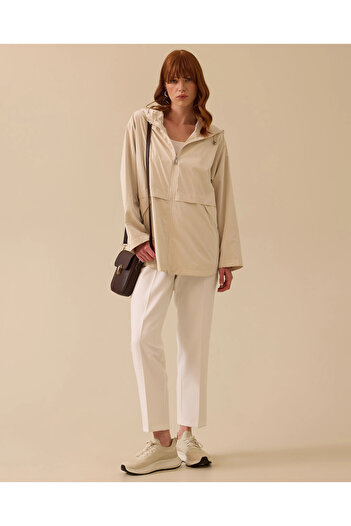 SEÇİL Hooded Zippered Trench Coat