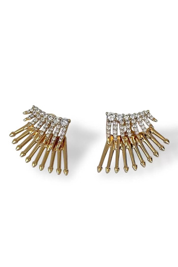 Vitastyle Steel Rose Gold Zircon Stone Eyelash Design Earrings