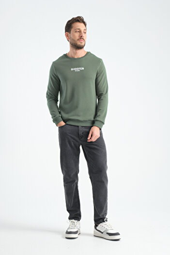 Shooter Sportswear Ανδρικό Deluxe φούτερ με λεπτομέρεια χακί εκτύπωσης Standard Fit