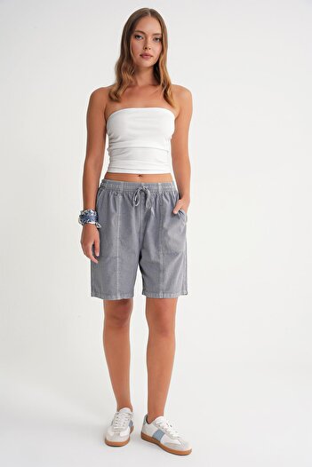 Mixray 4732 Women's City Size Piece Dyed Basic Shorts Antique Gray