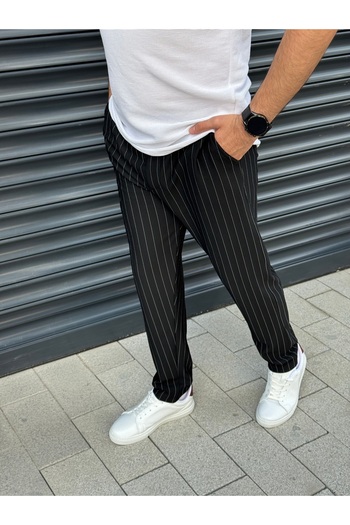 loisswear Jogger Pants Slim Fit Crepe Striped Waist Elastic
