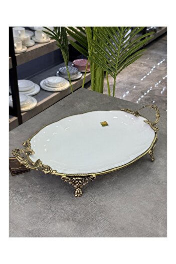 ROY KING Luxury Porcelain Oval Serving with Brass Edge